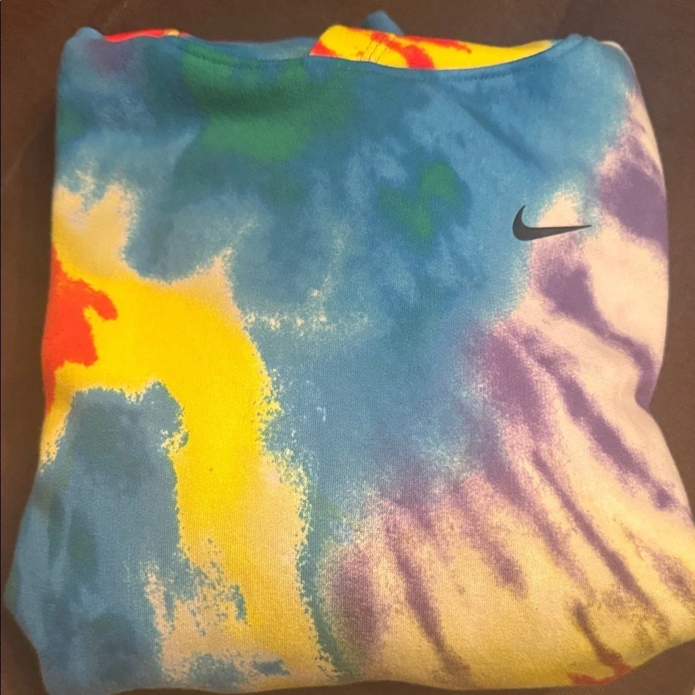 Nike Unisex Blue, Yellow, Red & Purple Tie-Dye Hoodie